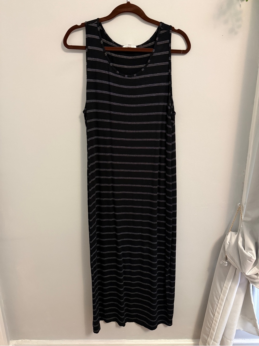 Sleeveless Black & White Striped Maxi Dress